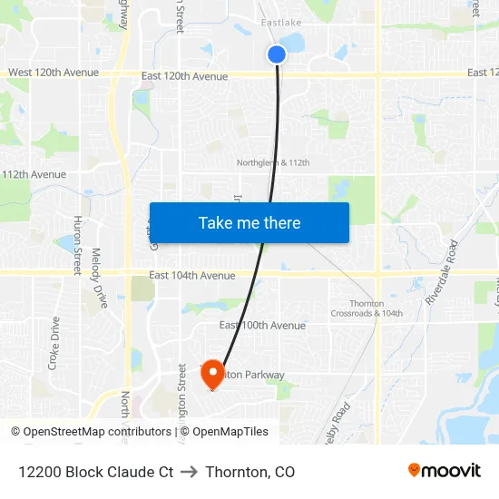 12200 Block Claude Ct to Thornton, CO map