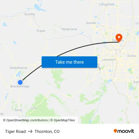 Tiger Road to Thornton, CO map