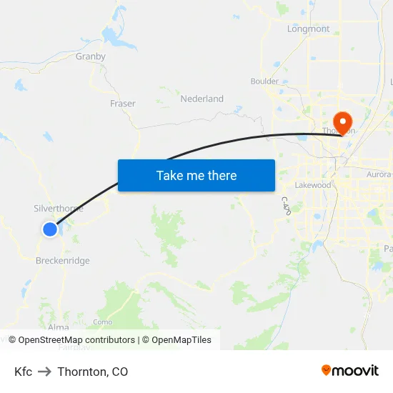 Kfc to Thornton, CO map