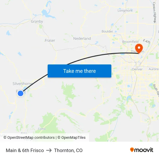 Main & 6th Frisco to Thornton, CO map