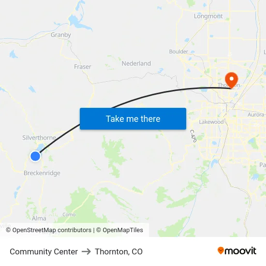 Community Center to Thornton, CO map