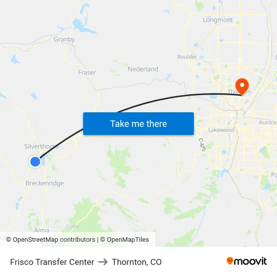 Frisco Transfer Center to Thornton, CO map