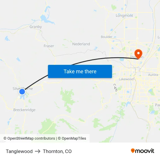 Tanglewood to Thornton, CO map
