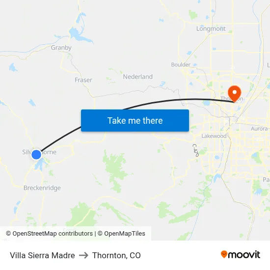Villa Sierra Madre to Thornton, CO map
