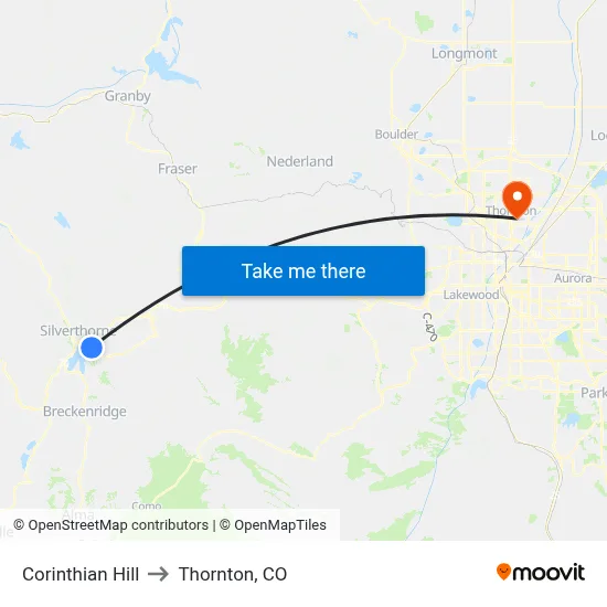 Corinthian Hill to Thornton, CO map