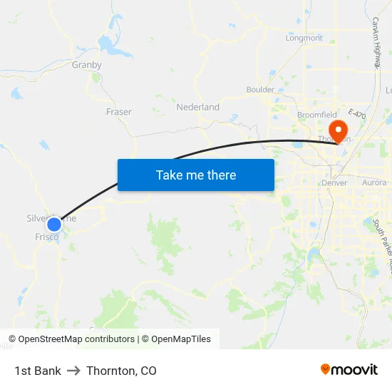1st Bank to Thornton, CO map
