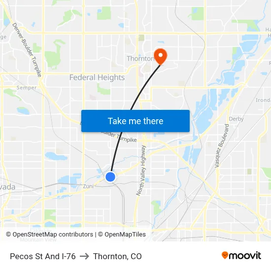 Pecos St And I-76 to Thornton, CO map