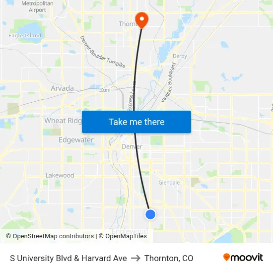 S University Blvd & Harvard Ave to Thornton, CO map