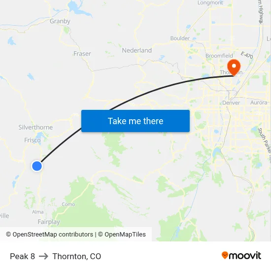 Peak 8 to Thornton, CO map