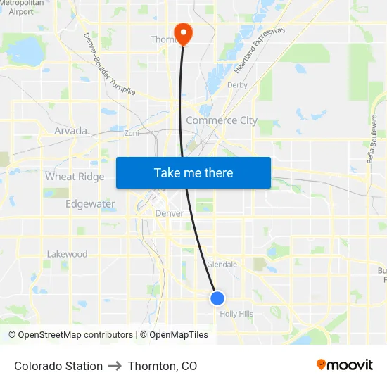 Colorado Station to Thornton, CO map