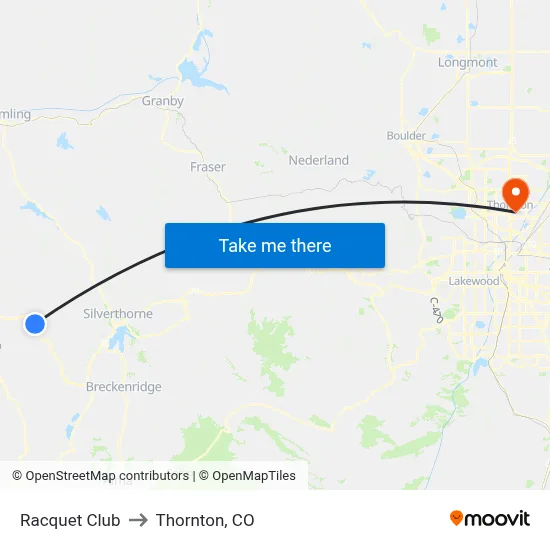 Racquet Club to Thornton, CO map