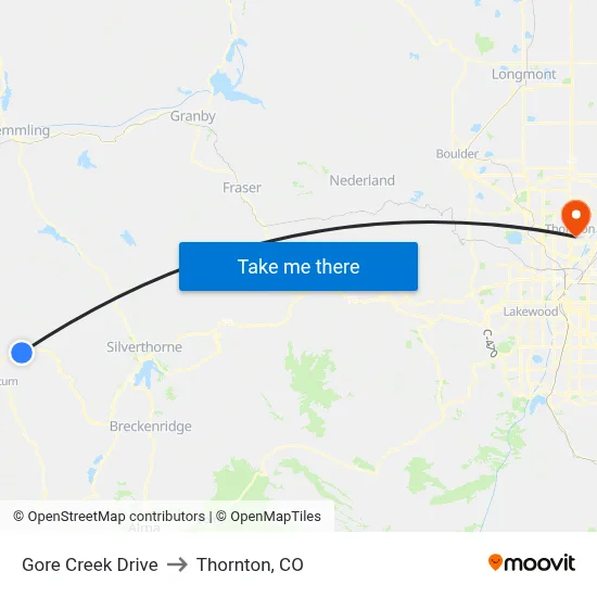 Gore Creek Drive to Thornton, CO map