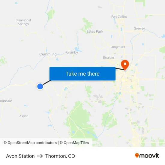 Avon Station to Thornton, CO map