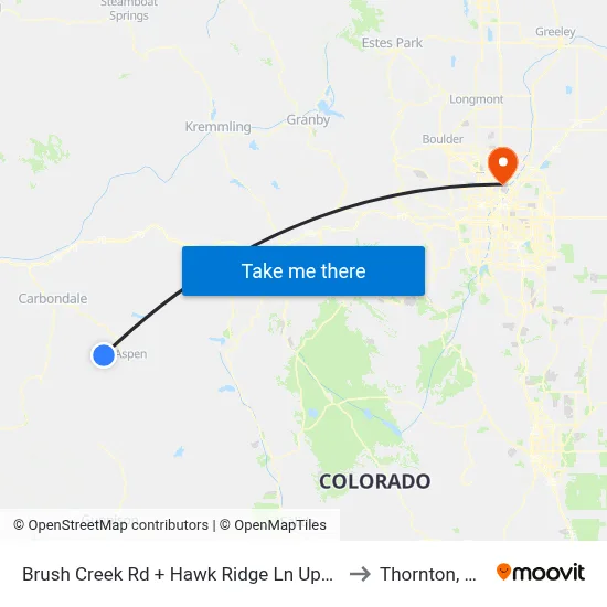 Brush Creek Rd + Hawk Ridge Ln Uphill to Thornton, CO map