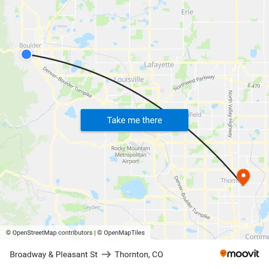 Broadway & Pleasant St to Thornton, CO map