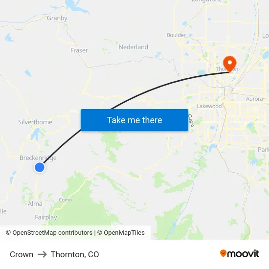Crown to Thornton, CO map