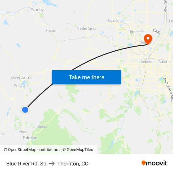 Blue River Rd. Sb to Thornton, CO map
