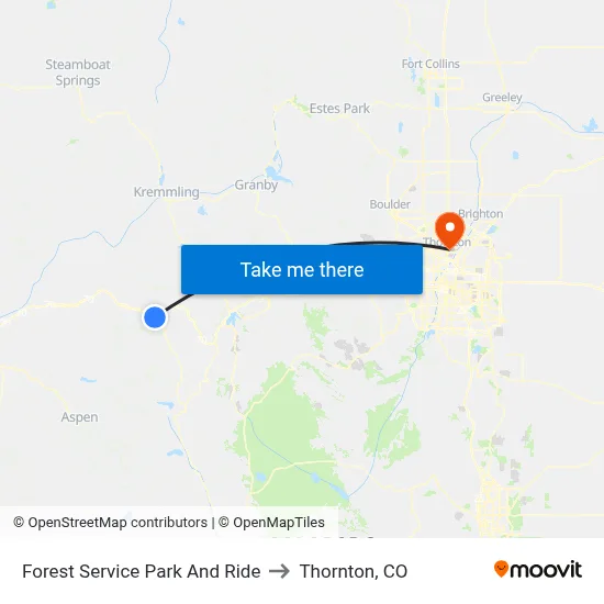 Forest Service Park And Ride to Thornton, CO map