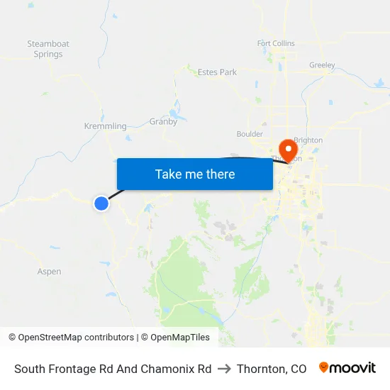 South Frontage Rd And Chamonix Rd to Thornton, CO map