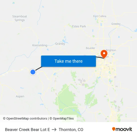 Beaver Creek Bear Lot E to Thornton, CO map