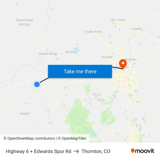 Highway 6 + Edwards Spur Rd to Thornton, CO map