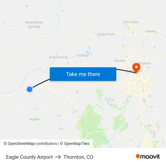 Eagle County Airport to Thornton, CO map