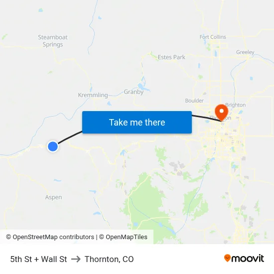 5th St + Wall St to Thornton, CO map