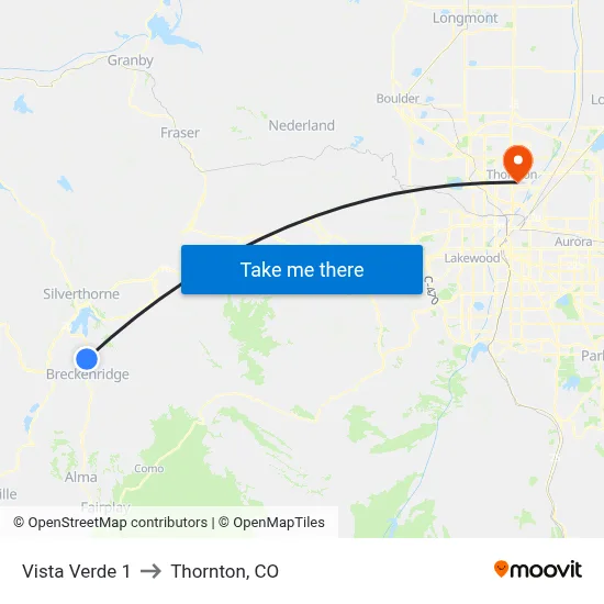 Vista Verde 1 to Thornton, CO map