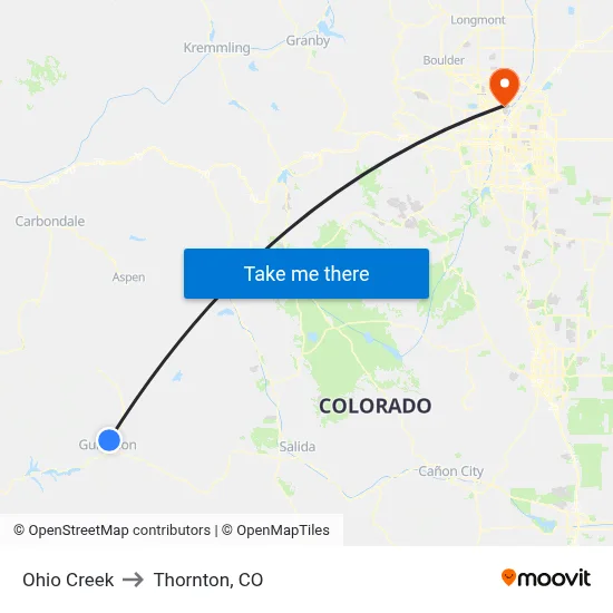 Ohio Creek to Thornton, CO map