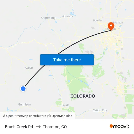 Brush Creek Rd. to Thornton, CO map