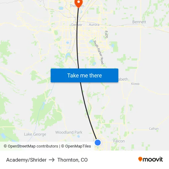 Academy/Shrider to Thornton, CO map
