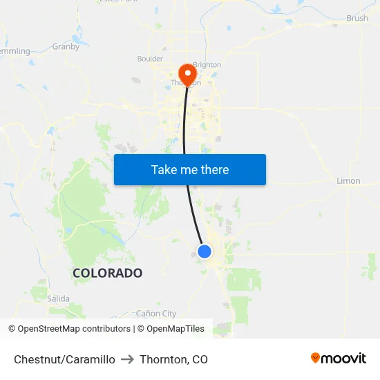 Chestnut/Caramillo to Thornton, CO map