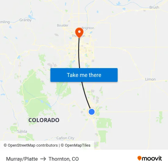 Murray/Platte to Thornton, CO map