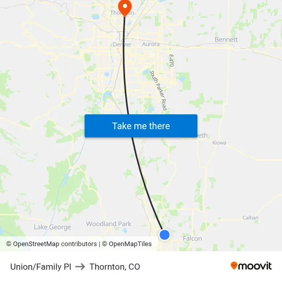 Union/Family Pl to Thornton, CO map