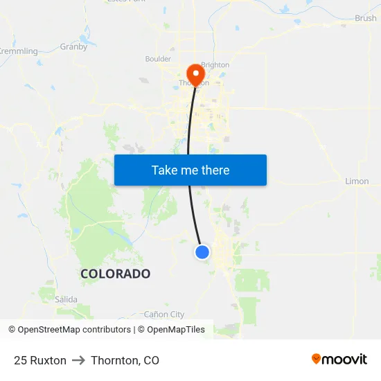 25 Ruxton to Thornton, CO map