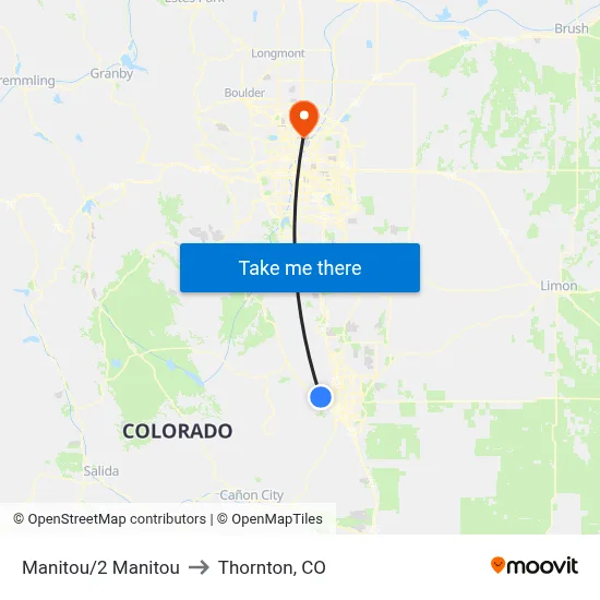 Manitou/2 Manitou to Thornton, CO map