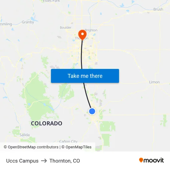 Uccs Campus to Thornton, CO map
