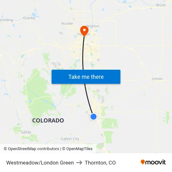 Westmeadow/London Green to Thornton, CO map