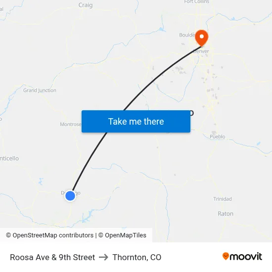 Roosa Ave & 9th Street to Thornton, CO map