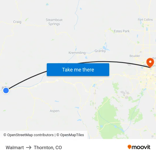 Walmart to Thornton, CO map