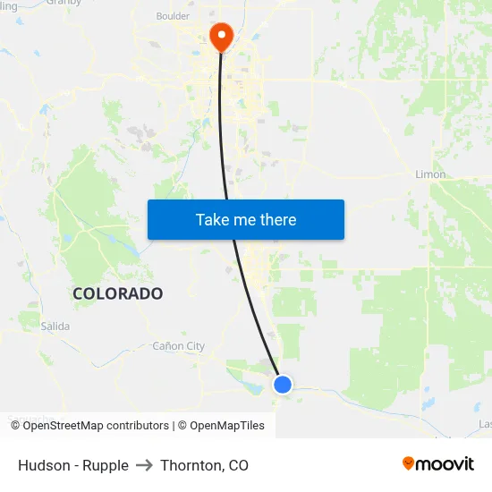 Hudson - Rupple to Thornton, CO map