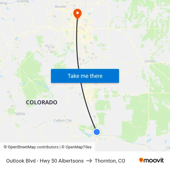 Outlook Blvd - Hwy 50 Albertsons to Thornton, CO map