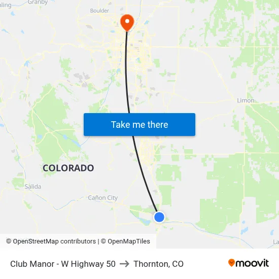 Club Manor - W Highway 50 to Thornton, CO map