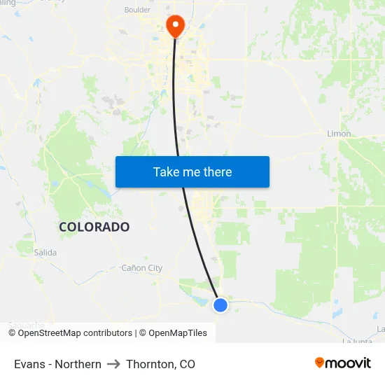 Evans - Northern to Thornton, CO map