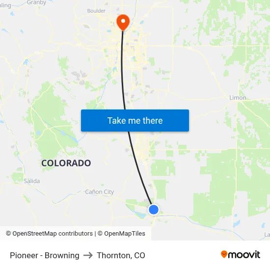 Pioneer - Browning to Thornton, CO map
