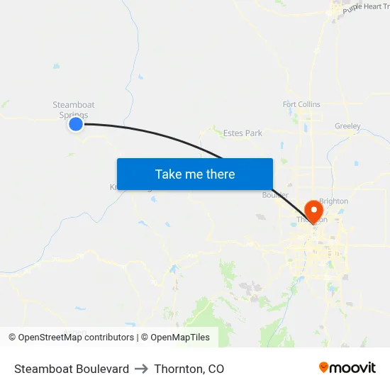 Steamboat Boulevard to Thornton, CO map