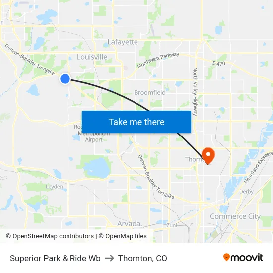 Superior Park & Ride Wb to Thornton, CO map