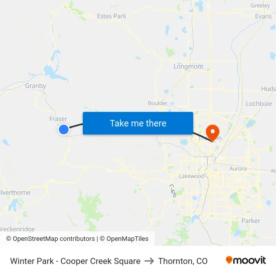 Winter Park - Cooper Creek Square to Thornton, CO map