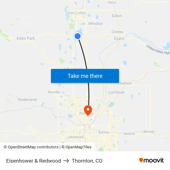 Eisenhower & Redwood to Thornton, CO map