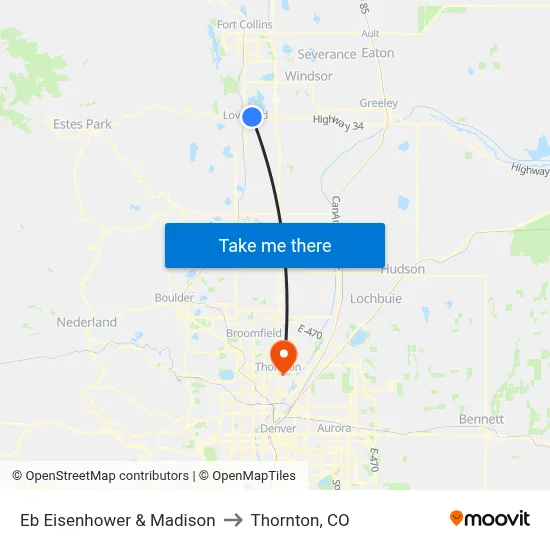 Eb Eisenhower & Madison to Thornton, CO map